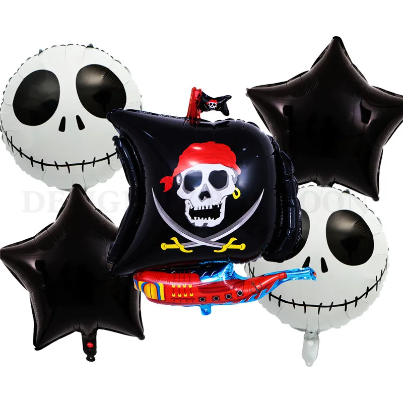 13pcs/lot New Cartoon Pirate Boat Aluminum Balloon Festival Party Decorative Balloon 18inch Skull balloon 3.2g latex baby shower