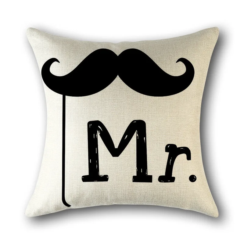 MRMRS literary love couple creative linen sofa pillow office pillowcase coffee shop home decoration bedding cushion cover | Дом и сад