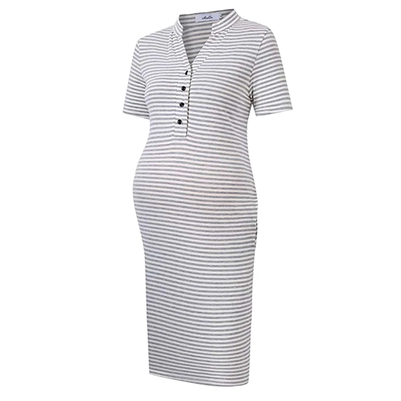 Полосками Одежда для беременных платья будущих мам Для женщин Грудное