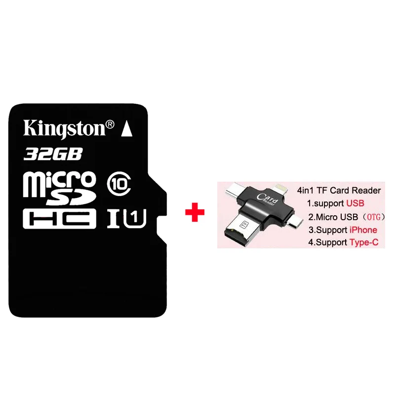 32GB Plus 4in1 Reade Kingston Micro SD карты памяти 32 ГБ 16 ГБ 64 ГБ Class10 mini sd карты Class4 8 ГБ 16 ГБ с TF Card Reader для Android-смартфон - Емкость: 32GB Plus 4in1 Reade