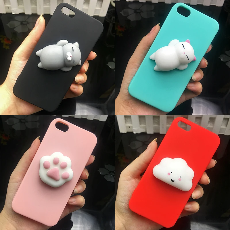Милые 3d Мягкие силиконовые ТПУ чехлы с котиком для iphone 5 5S SE 6 6s plus задняя крышка