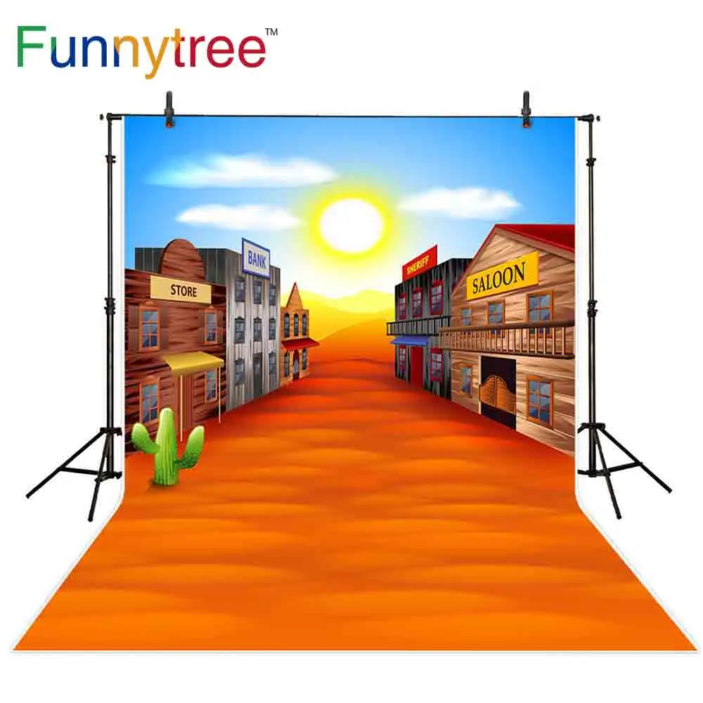 Фоны funnytree для фотостудии с мультяшным рисунком ковбой в западном стиле