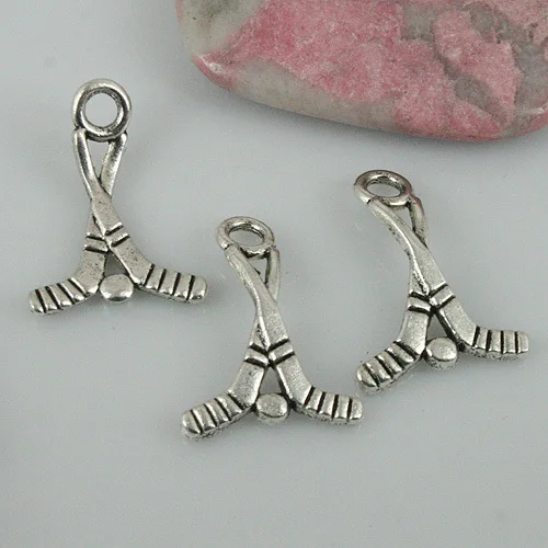 

40pcs tibetan silver color Hockey sticks design charms EF0421