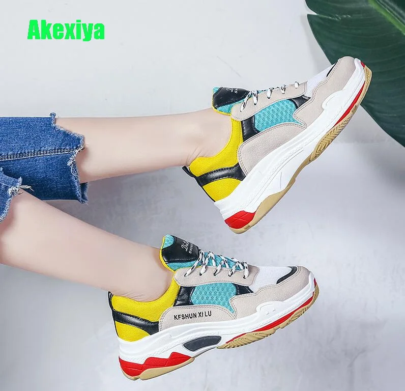 Akexiya/женские кроссовки из искусственной кожи и сетчатой ткани на платформе для