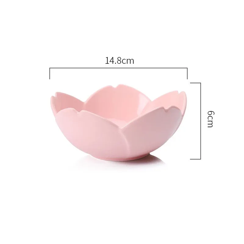 6 inch bowl pink NOOLIM 1 шт., керамический столовый набор сакуры, розовая кухонная посуда, тарелки в форме цветка, блюдо для соуса чили, столовая посуда, украшение стола - Цвет: 6 inch bowl pink
