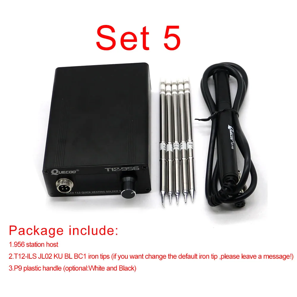 STC T12-956 паяльная станция электронный паяльник OLED цифровая станция T12 паяльник с T12-P9 ручкой без разъема - Цвет: SET5