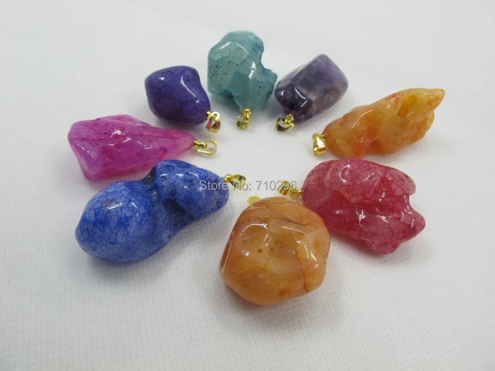 Wholesale 20pcs/lot Mixed stone Geode Pendant Polished Rough Agate Gem necklace | Pendants