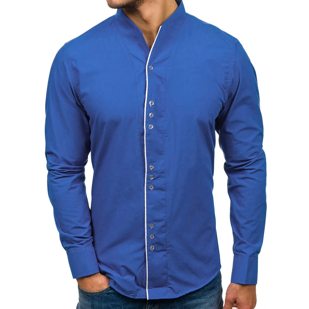 Autumn Winter Shirt Men Casual Solid Design Buttons Mens Shirts Slim Fit Long Sleeve Top Blouse camisa masculina рубашка мужская