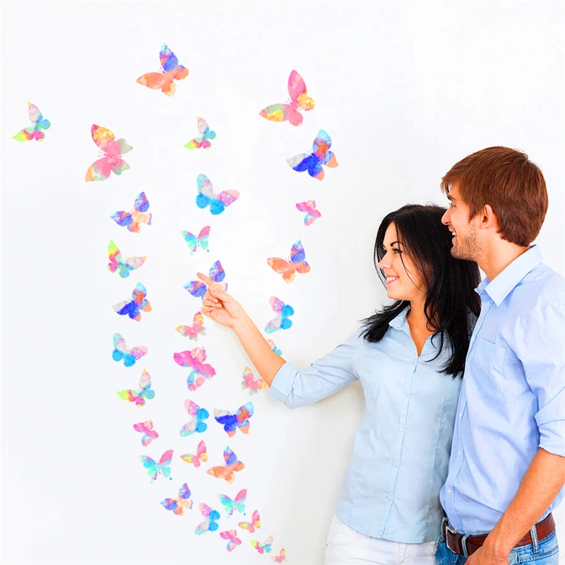 Красочные наклейки на стену в виде бабочек для гостиной детской комнаты спальни