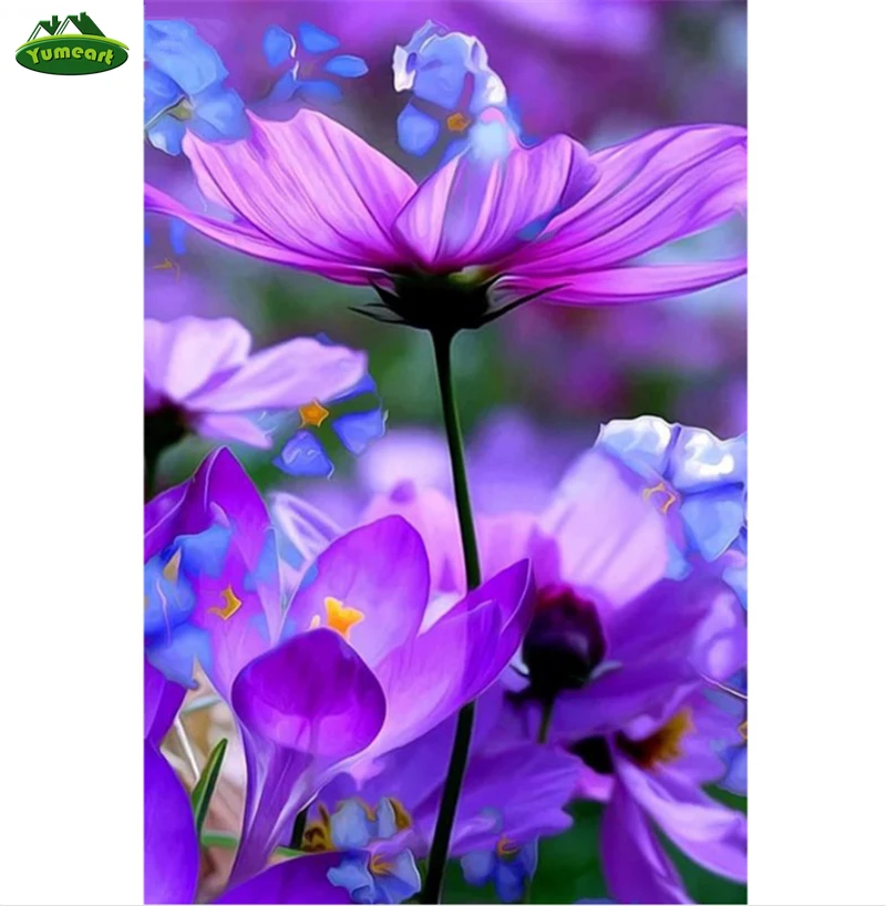 Ручная алмазная вышивка "Фиолетовый цветок" 5D DIY роспись свежей дейзи флористической крестиком мозаика Комплекты для декорирования свадебных комнат.