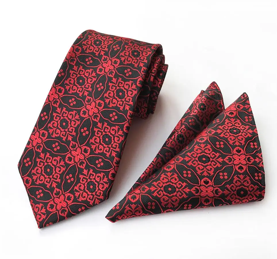 Gusleson 8 см классический галстук Hanky набор для мужской, карманный, квадратный плед Пейсли Цветочные жаккардовые галстуки для мужчин галстук платок Набор - Цвет: 15