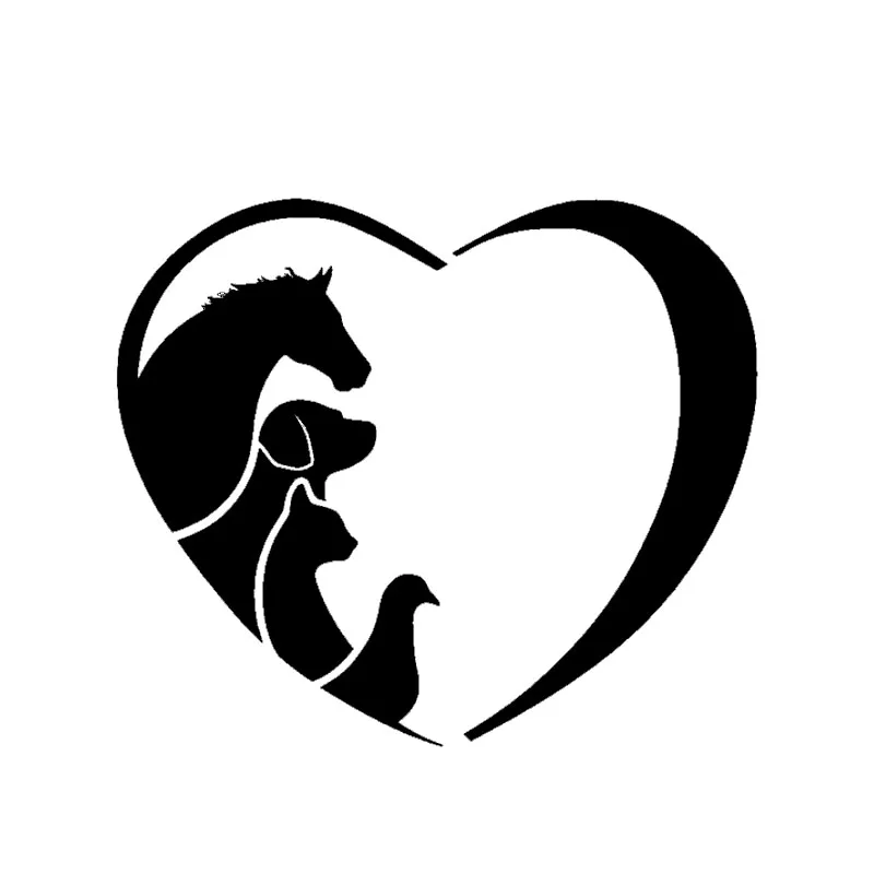 HotMeiNi Animal Lover Love Heart Car Sticker Horse Cat Dog Truck Door Laptop Kayak Vinyl Decal Protection Organization | Автомобили и