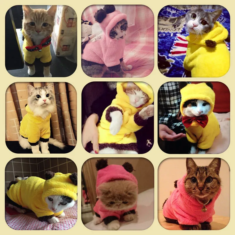 Теплая мягкая Коралловая бархатная одежда для кошек Милая зимняя куртка с двумя