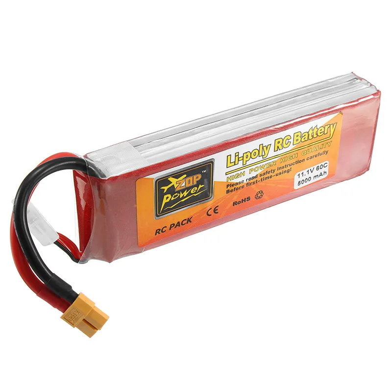 Новая горячая ZOP мощность 11 1 В 5000 мАч 3S 60C Lipo батарея XT60 разъем для