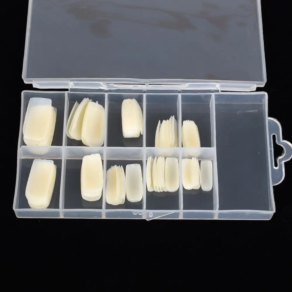 

100 шт./упак. Натуральные Искусственные ногти, полное покрытие, длинный острый УФ-гель, французский акрил, искусственные ногти для дизайна ног...