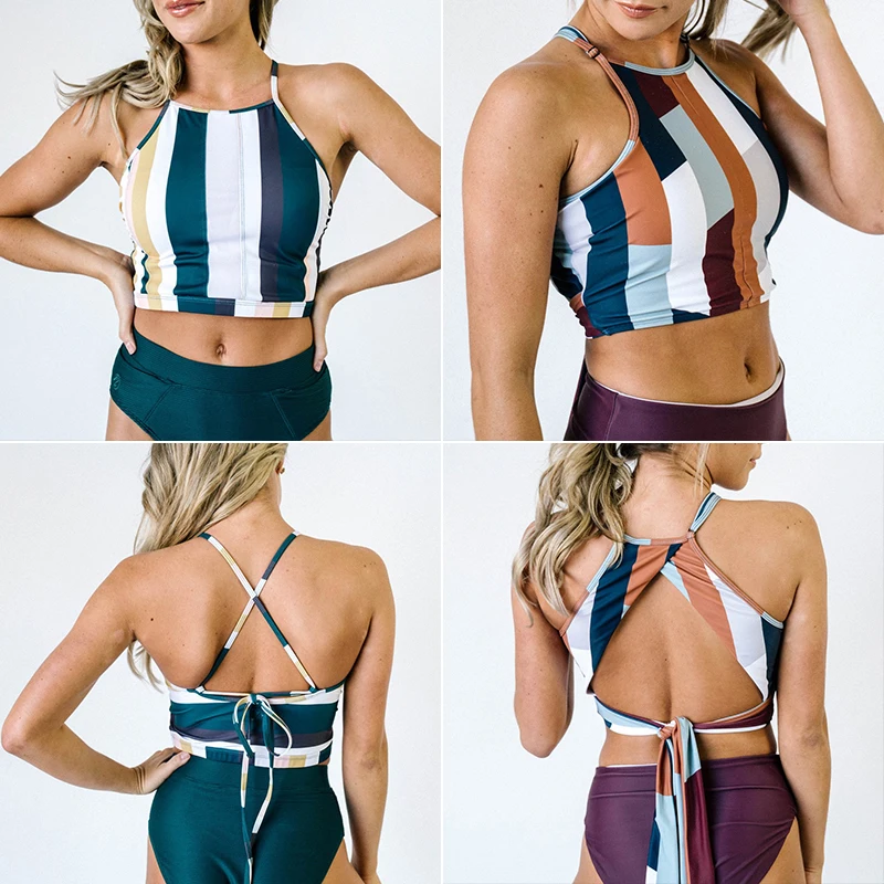 Плюс размер Бикини Набор Высокая талия Купальник женский купальный костюм 2019