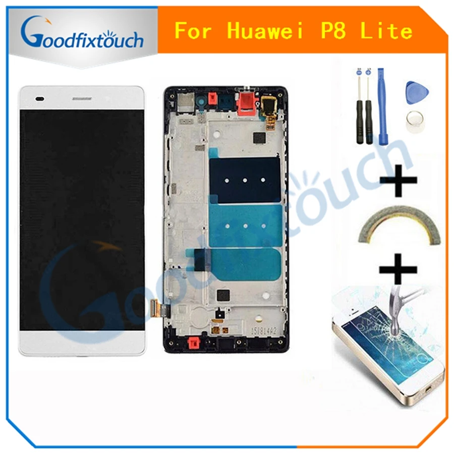 С рамкой для Huawei P8 Lite ЖК-дисплей кодирующий преобразователь сенсорного экрана в