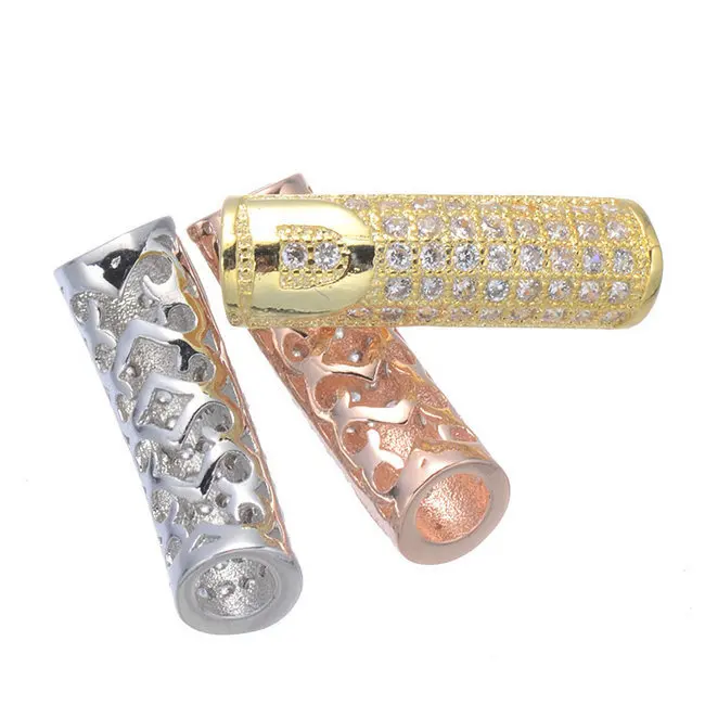 Три цвета CZ микро проложить компоненты полые медные металлические стразы