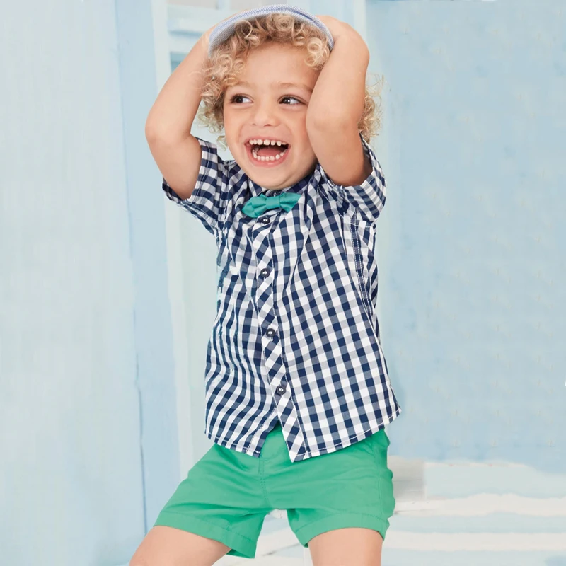 2019 Summer Newest Design Baby Boys Clothing Set Ropa De Bebe Plaid Shirt Top+Short Pants Suit Vestido Sets 2-6T |