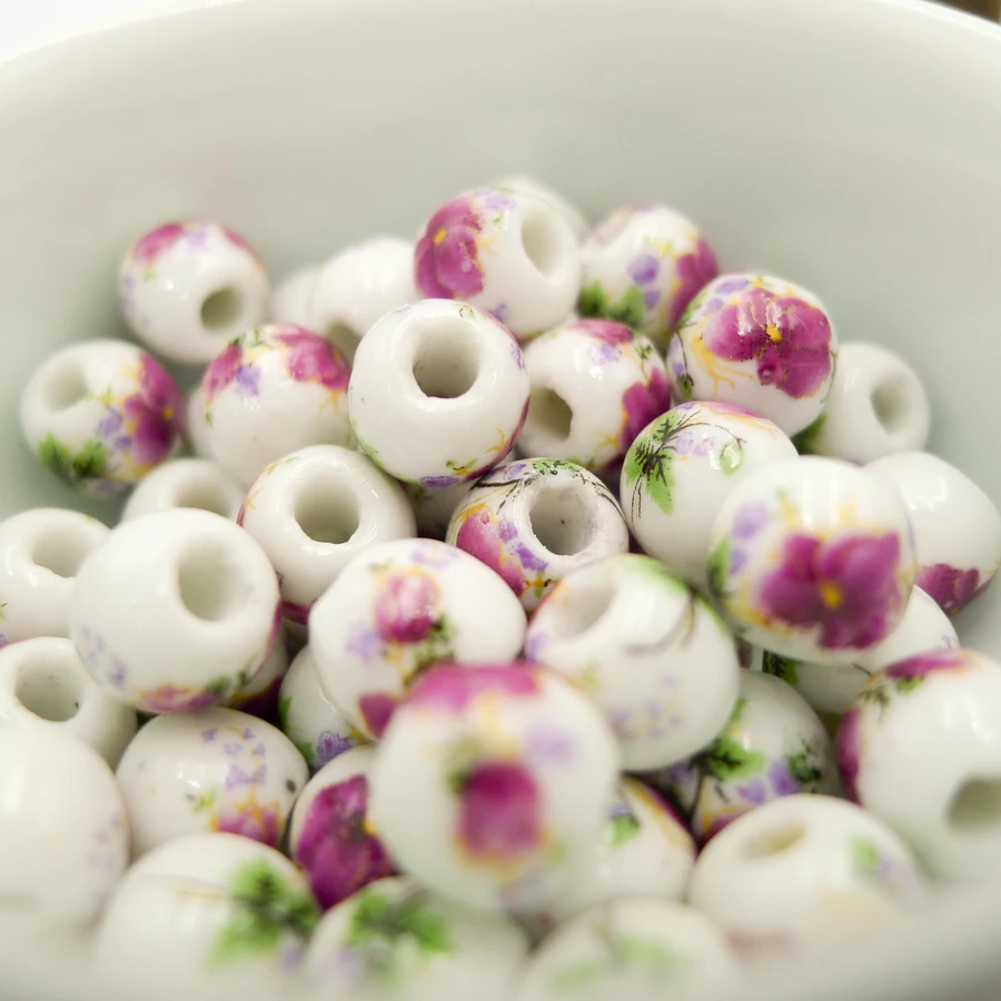 

8# 100pcs China Ceramic Beads Promotion Beading Porcelain Bead For Jewelry Making 8mm Beads #A406A