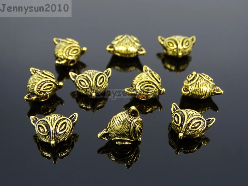 

Винтажный Тибетский браслет золотого цвета в античном стиле, из твердого металла с лисой, коннектор с подвесными бусинами, 50 шт./упак.