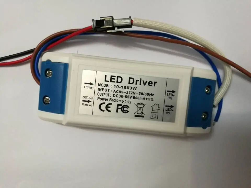 

30pcs/lot 10-18x3W LED Driver Power Supply 36w 50w 54w 600mA 85-277v 110v 220v 12pcs-18pcs 3W High Power LED Chip for LED strip