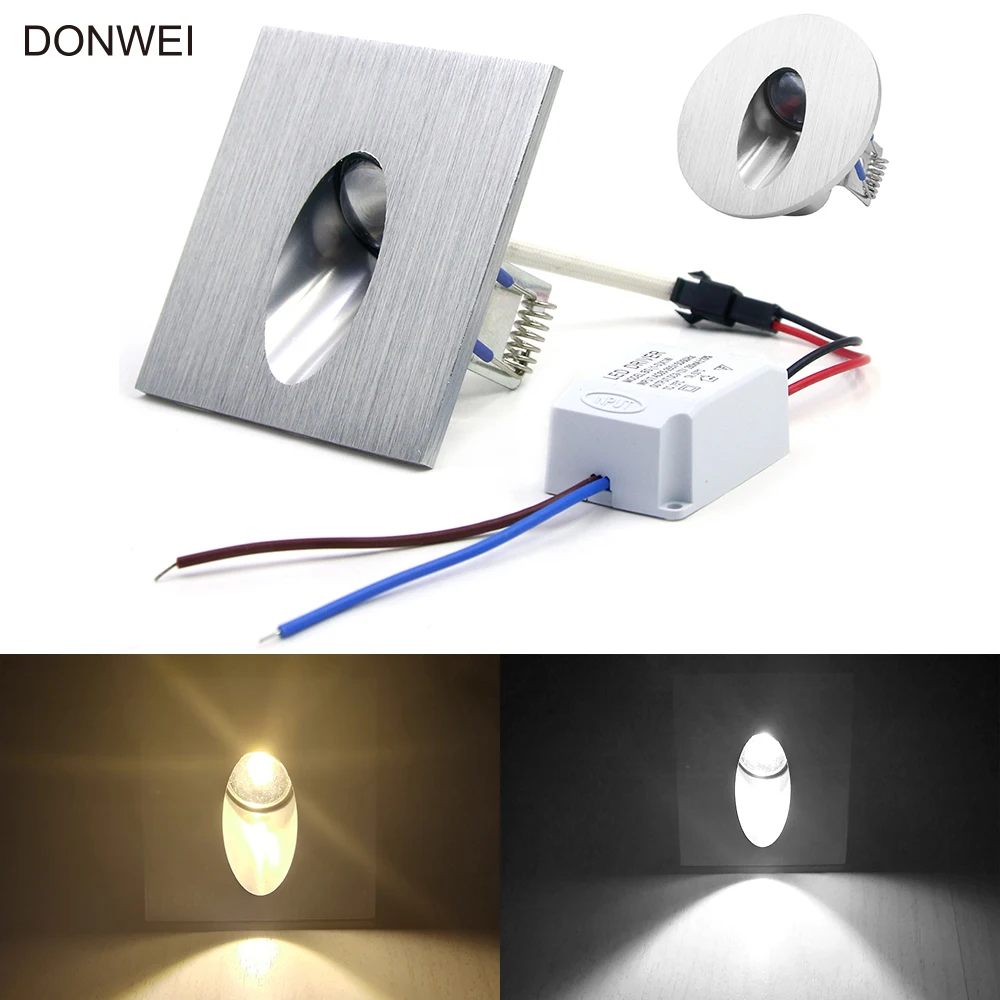 1 Вт круглый/квадратный Встраиваемый светодиодный настенный светильник ножной