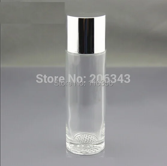 100 мл прозрачная стеклянная бутылка с серебряной винтовой крышкой пластиковая