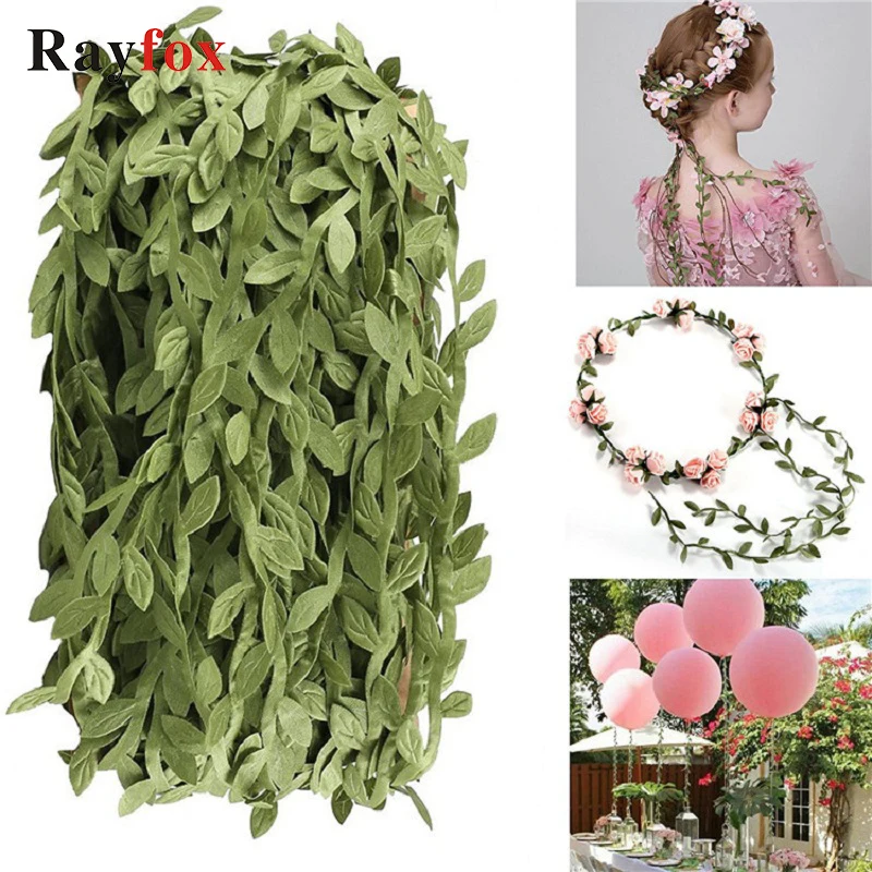 20 метров шелковые листья ручной работы искусственные зеленые для свадебного