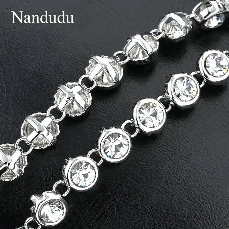 Nandudu блестящие белое золото Цвет Теннисный браслет Ясно австрийский цепочка из