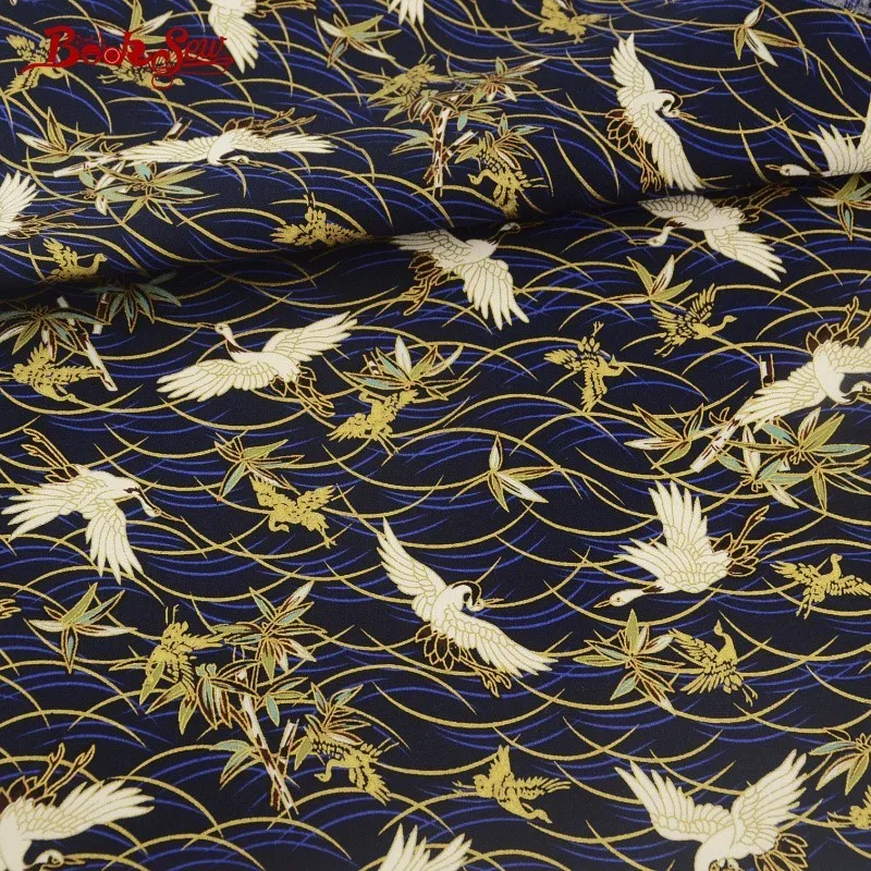 Подкладка из льняной ткани Booksew с золотым порошковым краном темно синее