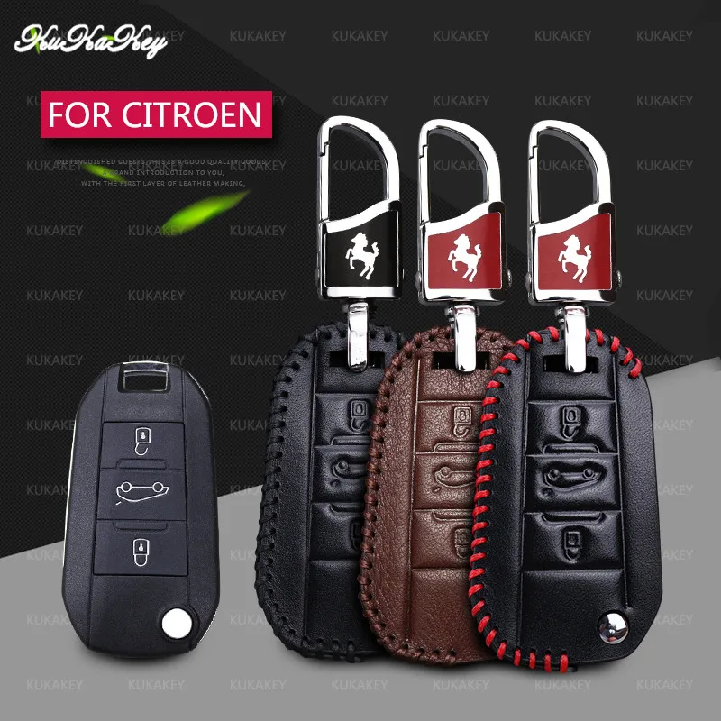 KUKAKEY чехол для ключей из натуральной кожи с дистанционным управлением Citroen C4 CACTUS C5