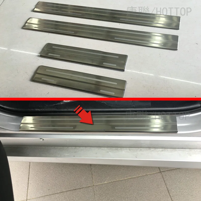 HOTTOP 4 шт. для Toyota Prius нержавеющая сталь порог порога Накладка протектора Добро пожаловать педаль протектор отделка