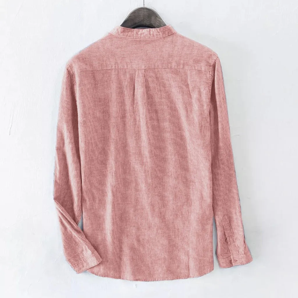 Осенние Рубашки размера плюс для мужчин свободные рубашки с вышитыми полосками и