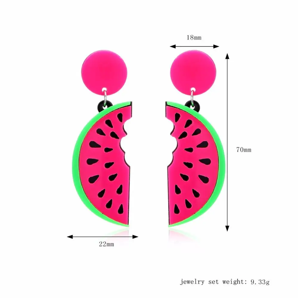 Милые серьги с арбузом эффектные большие милые ручной работы акриловые забавные