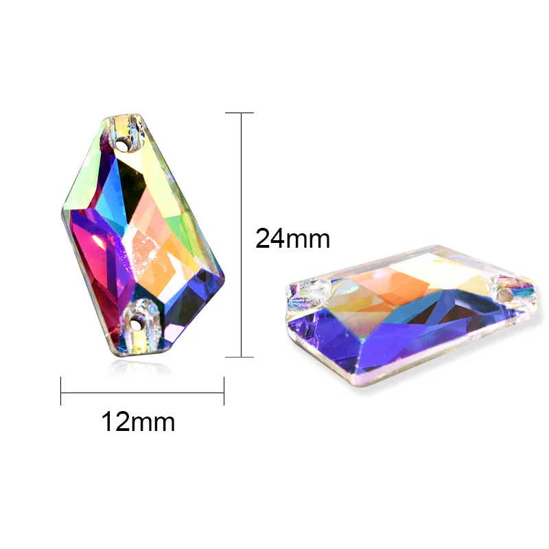 AAAAA Quality 24pcs 12x24mm Sew On Rhinestones Crystal AB Colorful Glittering Sewing Stones for DIY Garments Wedding Dress B1227 | Дом и сад