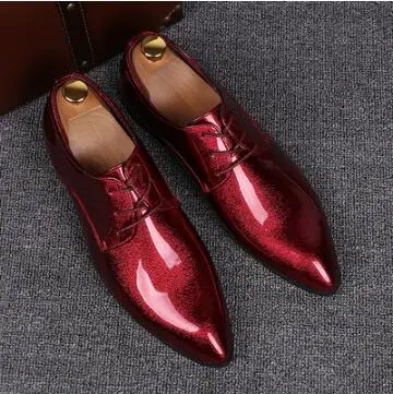 Оксфорды мужские с острым носком деловая повседневная обувь Гладкие Кожаные