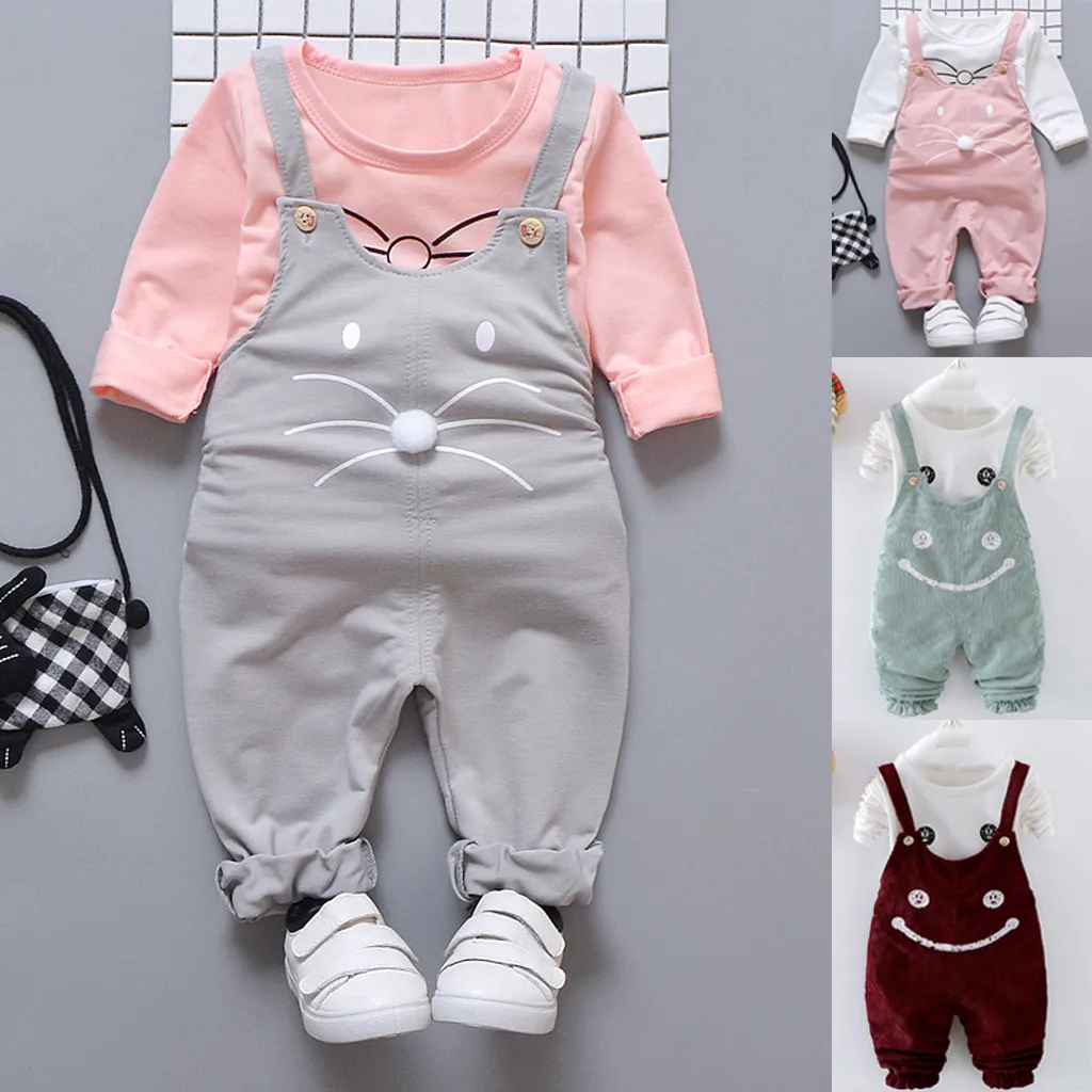 Одежда для детей Милая футболка с длинным рукавом и рисунком маленьких девочек