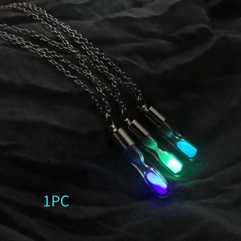 Новая мода для женщин и мужчин светящийся песочный таймер кулон стеклянная