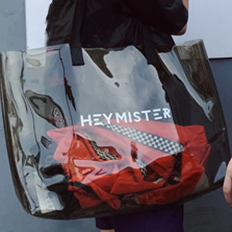 Прозрачная ПВХ Сумка Пляжная через плечо женская новая трендовая сумка