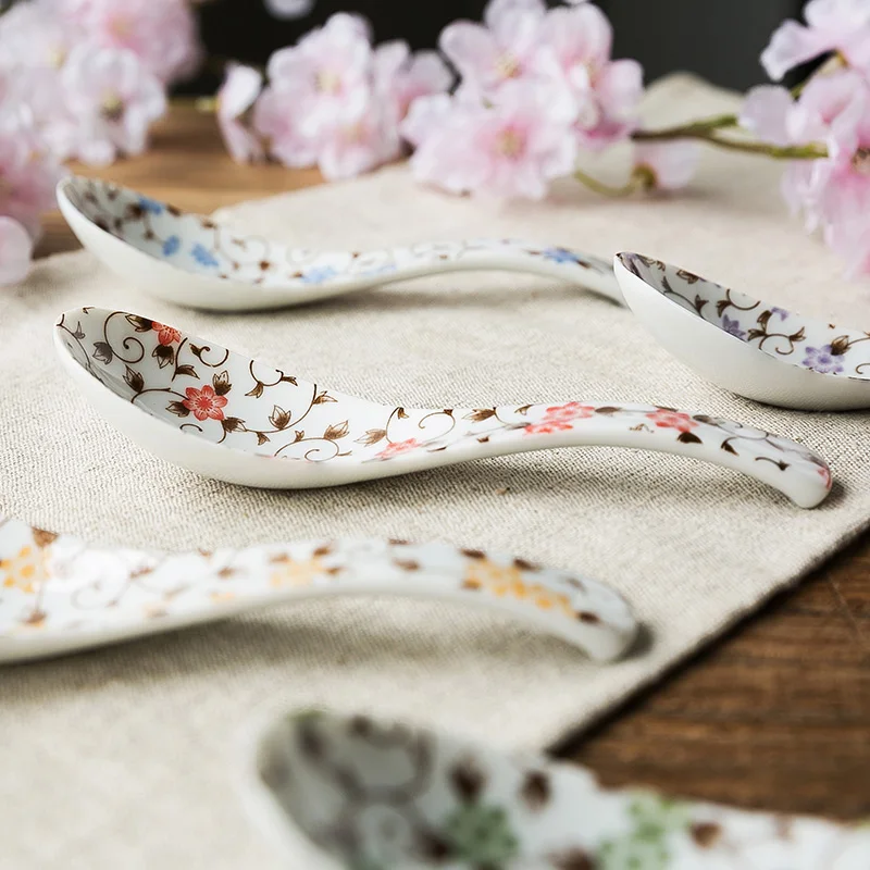 2 шт./лот ложка с цветами из японского импорта керамические ложки под глазурь для