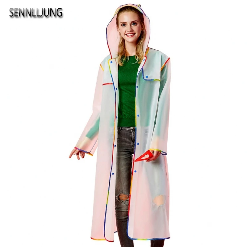 2017 Модный женский длинный непромокаемый плащ EVA плотная непромокаемая одежда