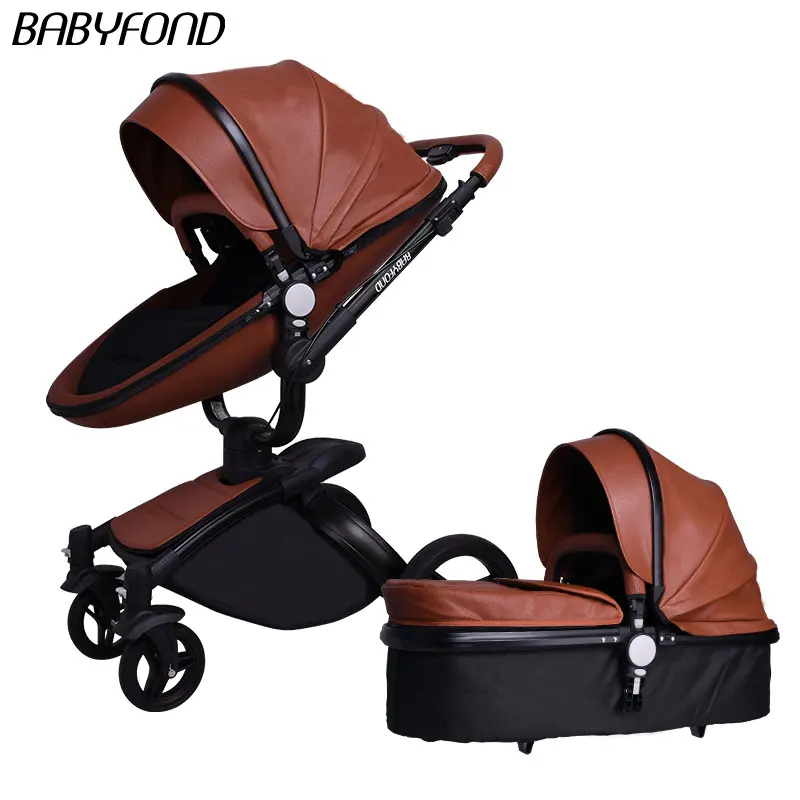 Babyfond Роскошная детская коляска 2 в 1, европейская детская коляска s, брендовая детская коляска розового и черного цветов из искусственной кожи, удобная Высококачественная детская коляска