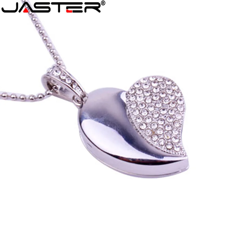 JASTER Хрустальная Алмазная любовь сердце usb флэш-накопитель карта памяти сердца с цепочкой Флешка 4 ГБ 8 ГБ 16 ГБ 32 ГБ usb креативный подарок