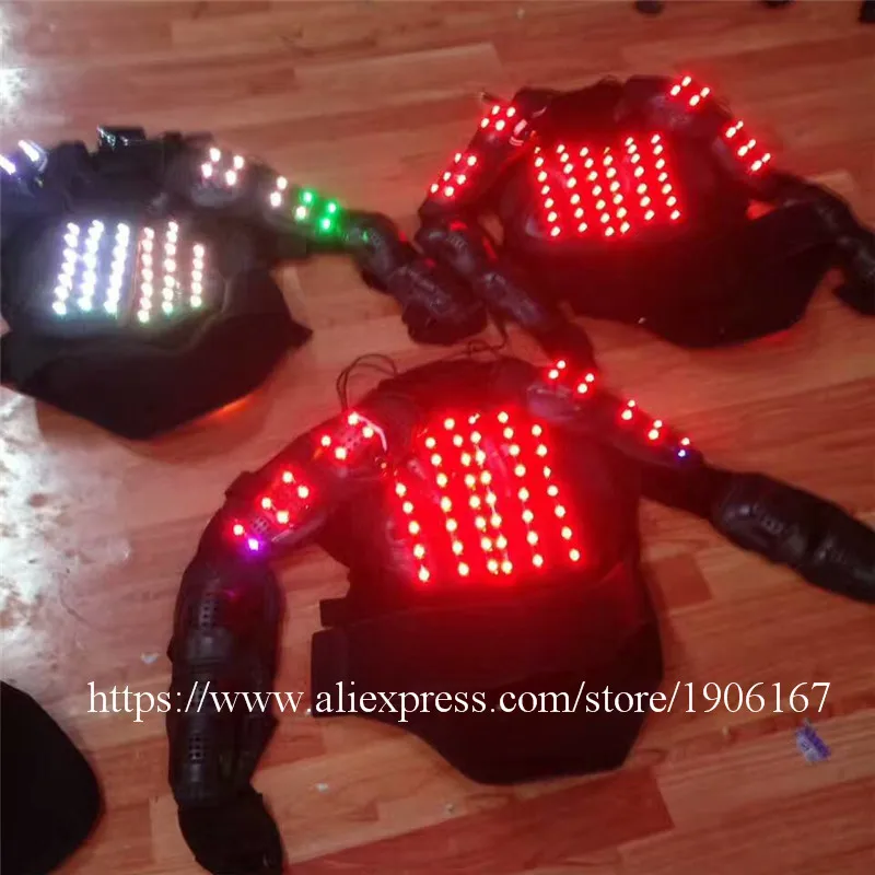 Лидер продаж светодиодная светящаяся броня куртка светящиеся костюмы для танцев