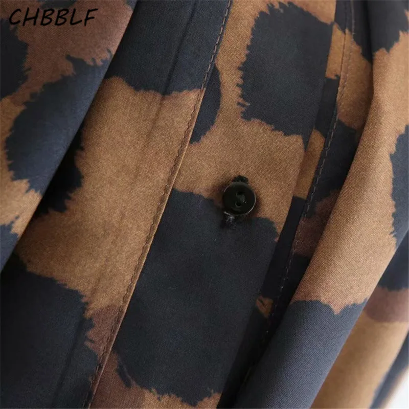 CHBBLF женское платье миди с отложным воротником и леопардовым принтом длинным