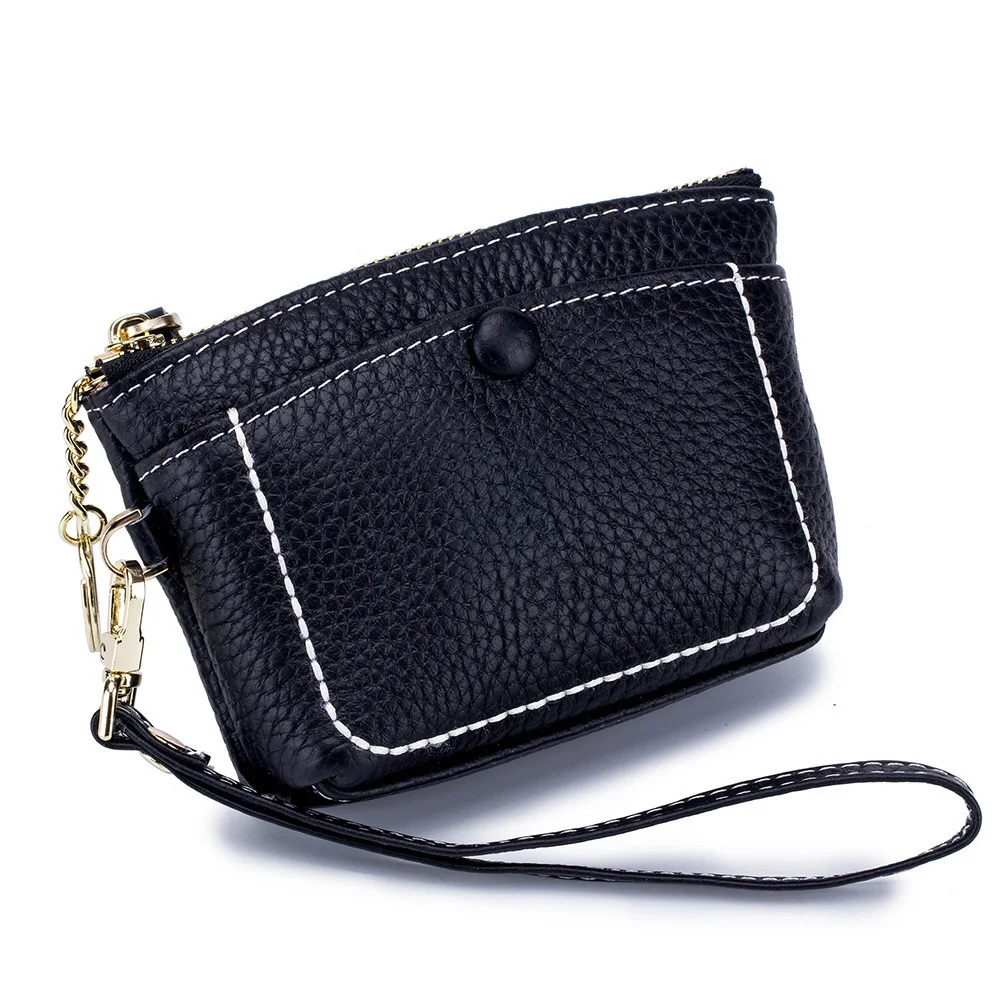 Black Модный женский кошелек для мелочей, ключница из коровьей кожи, кошелек для монет, чехол для мужчин, автомобильный держатель, органайзер для брелоков - Цвет: Black