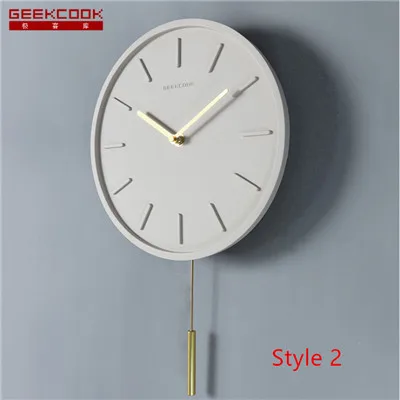 Style 2 Креативные цементные часы, минималистичные промышленные ветровые настенные часы, современный простой стиль с качелями, домашнее украшение, гостиная, бесшумная - Цвет: Style 2