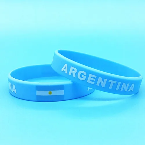 Argentina 1 шт., спортивный браслет с рисунком флага, силиконовый браслет с логотипом страны мира, браслет для мужчин и женщин, резиновый ремешок на запястье, ювелирные аксессуары - Окраска металла: Argentina
