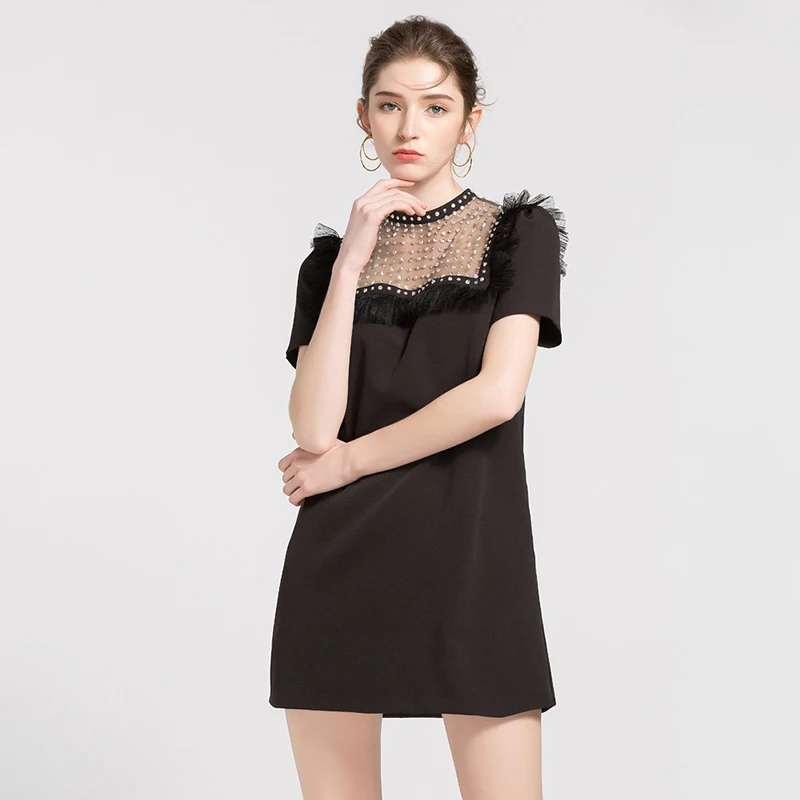 TWOTWINSTYLE, платье с бисером, женское, с кисточками, в стиле пэчворк, с коротким рукавом, мини-платья,, летняя мода, женская новая одежда